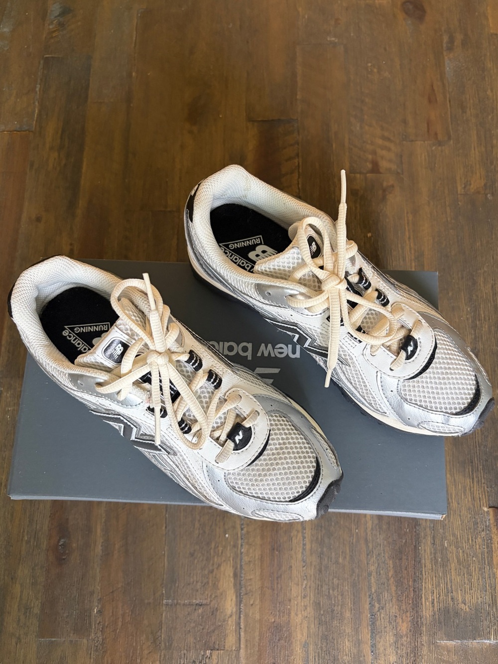 New Balance Kids White & Gray Athletic Sneakers